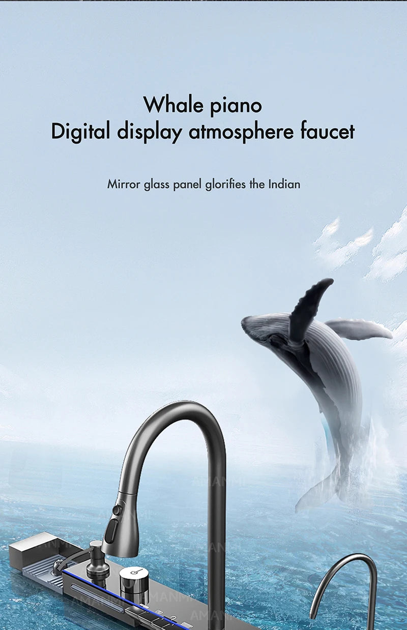 Large Stainless Steel Kitchen Sink with Digital Faucet Display - Smarsty