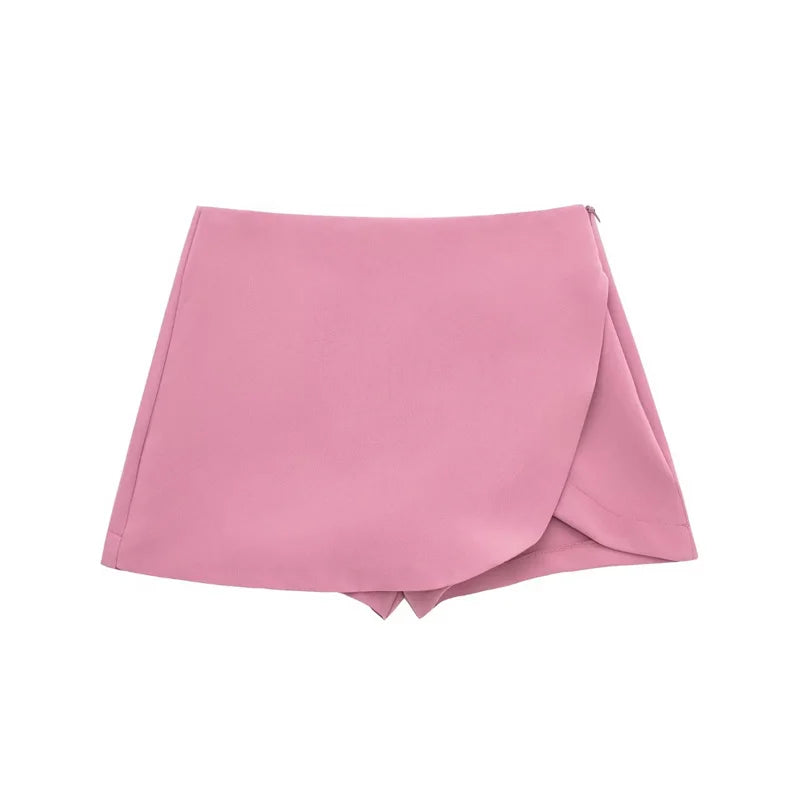 MUJER 2025 Black Mini Skirt Shorts Woman Fashion Asymmetric Skort For Women High Waist Short Skirts Woman Summer Casual Shorts - Smarsty