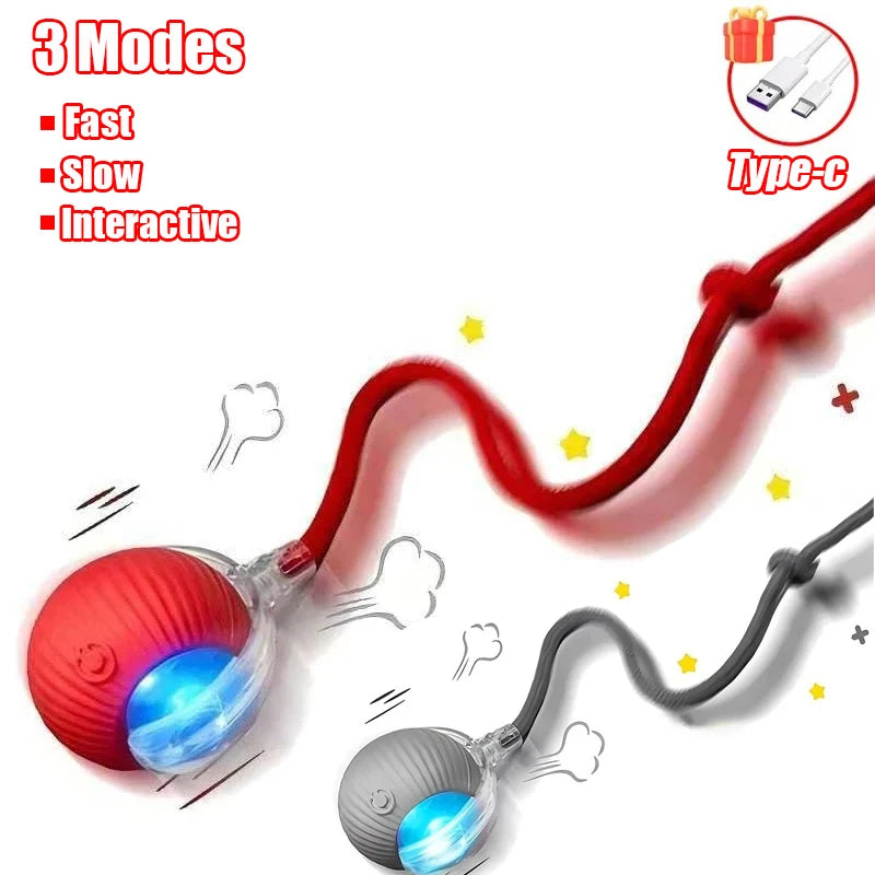 Interactive Rechargeable Cat Toy Ball With Faux Tail - Smarsty