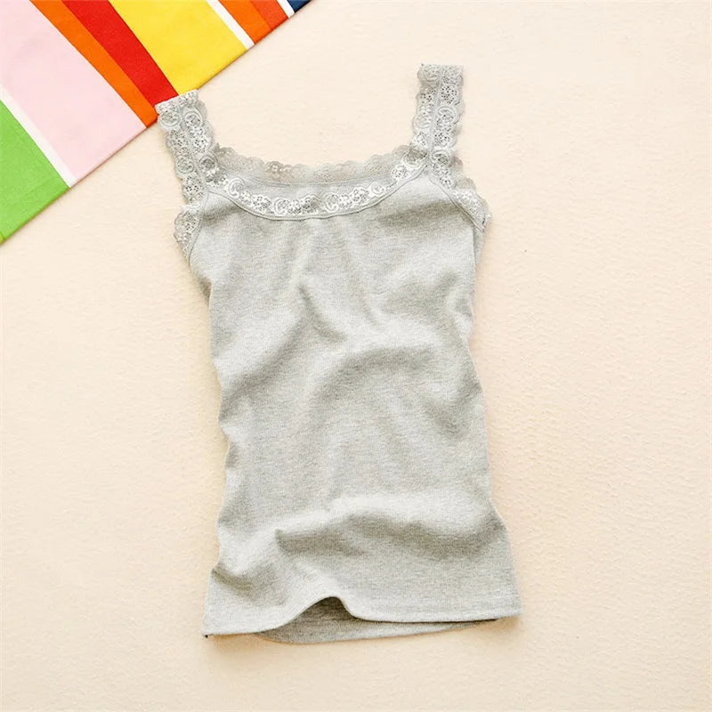 Black Tops Summer Sleeveless Women Tank Top With Lace Top Red Inside Wear Lace Camisoles Loose Underwear Womens Clothing Vest - Smarsty