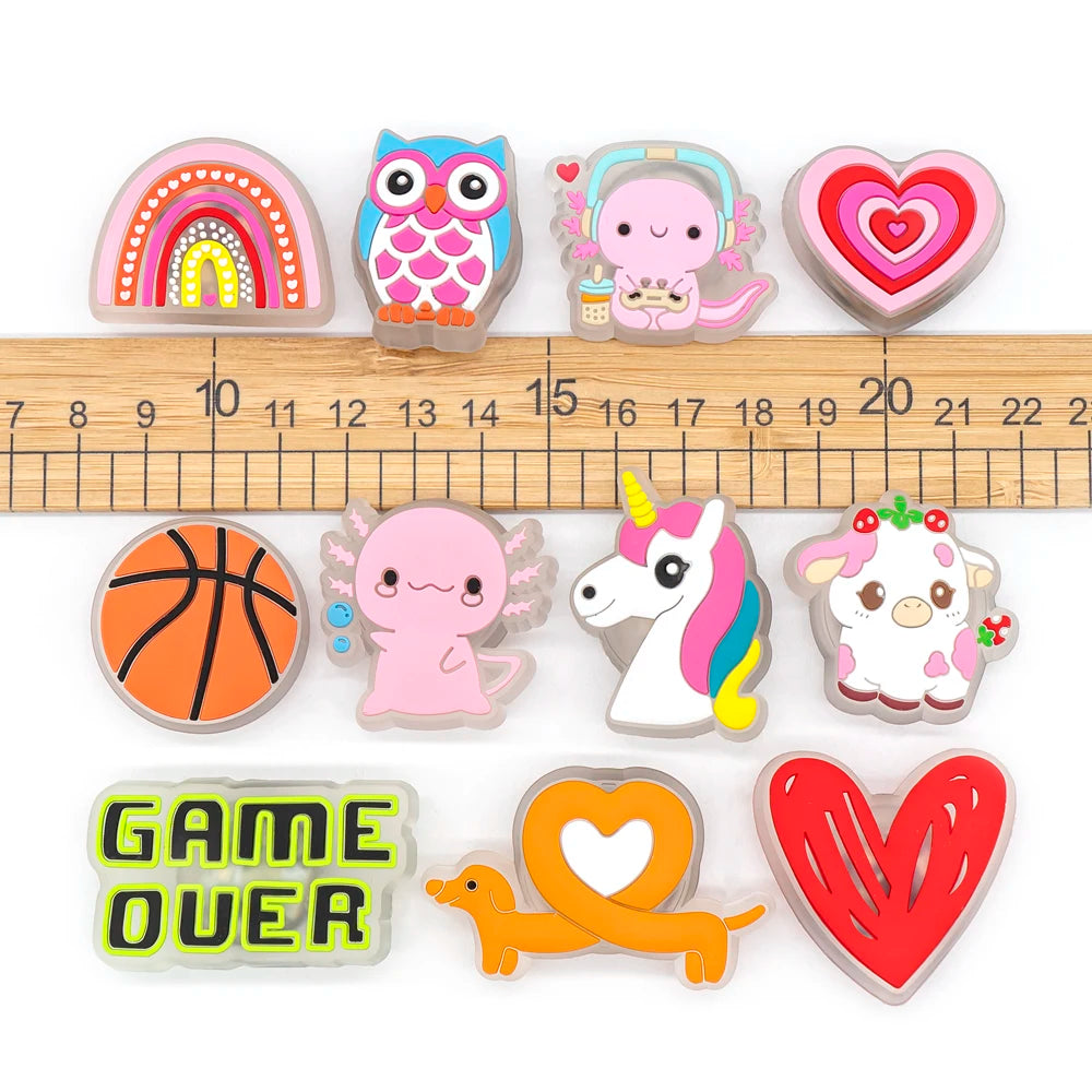 1pcs LED Shoe Charms for Kids Gift Owl Unicorn Gamepad Football Lighted Shoes Decoration Shoe Accessories Pins Clogs Buckles