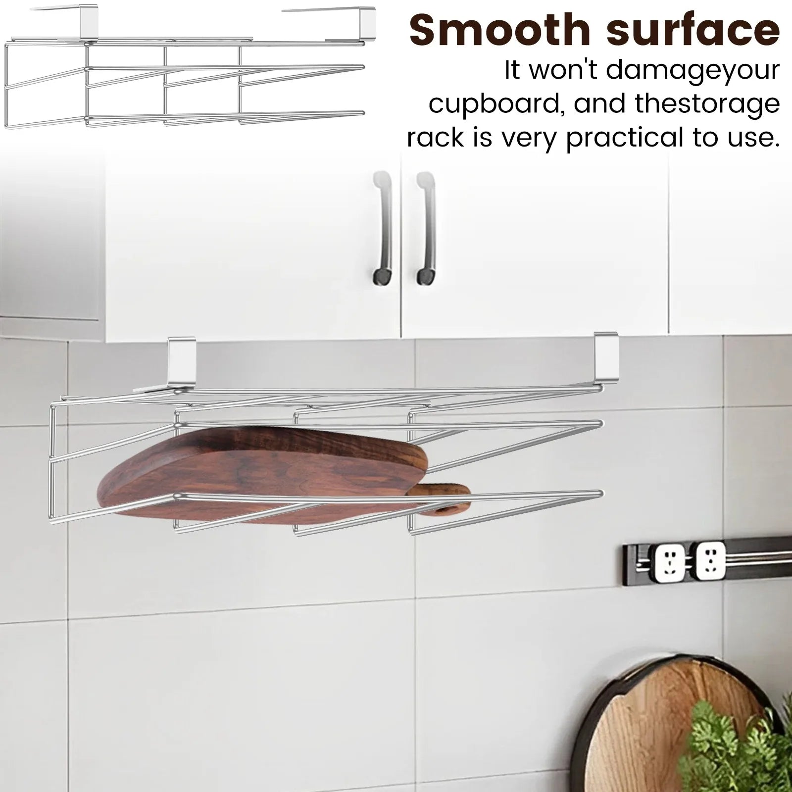 Under Cabinet Cutting Board Organizer Holder Kitchen Hanging Chopping Board Pot Lid Kitchenware Storage Rack Stainless Steel by Smarsty