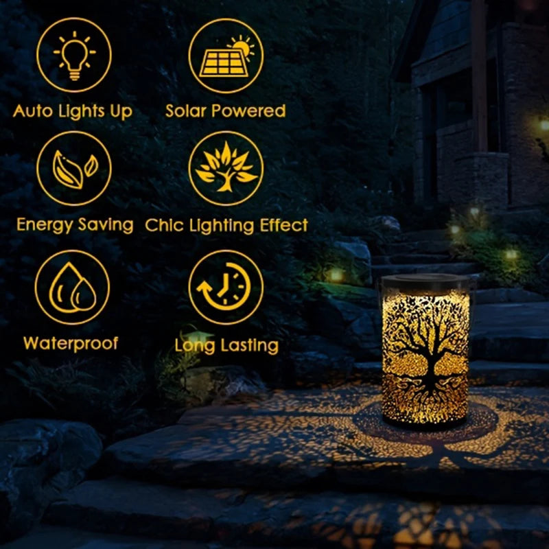 Hanging Solar Lantern Outdoor Waterproof Vintage LED Light - Smarsty
