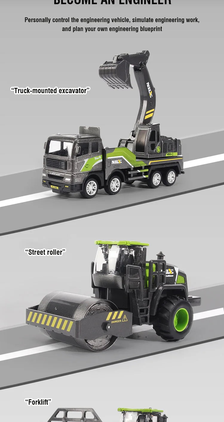 1/50 Model Car Bulldozer Truck Excavator Crane Forklift Construction Engineering Vehicle Toys for Boys Children Educational Toys by Smarsty