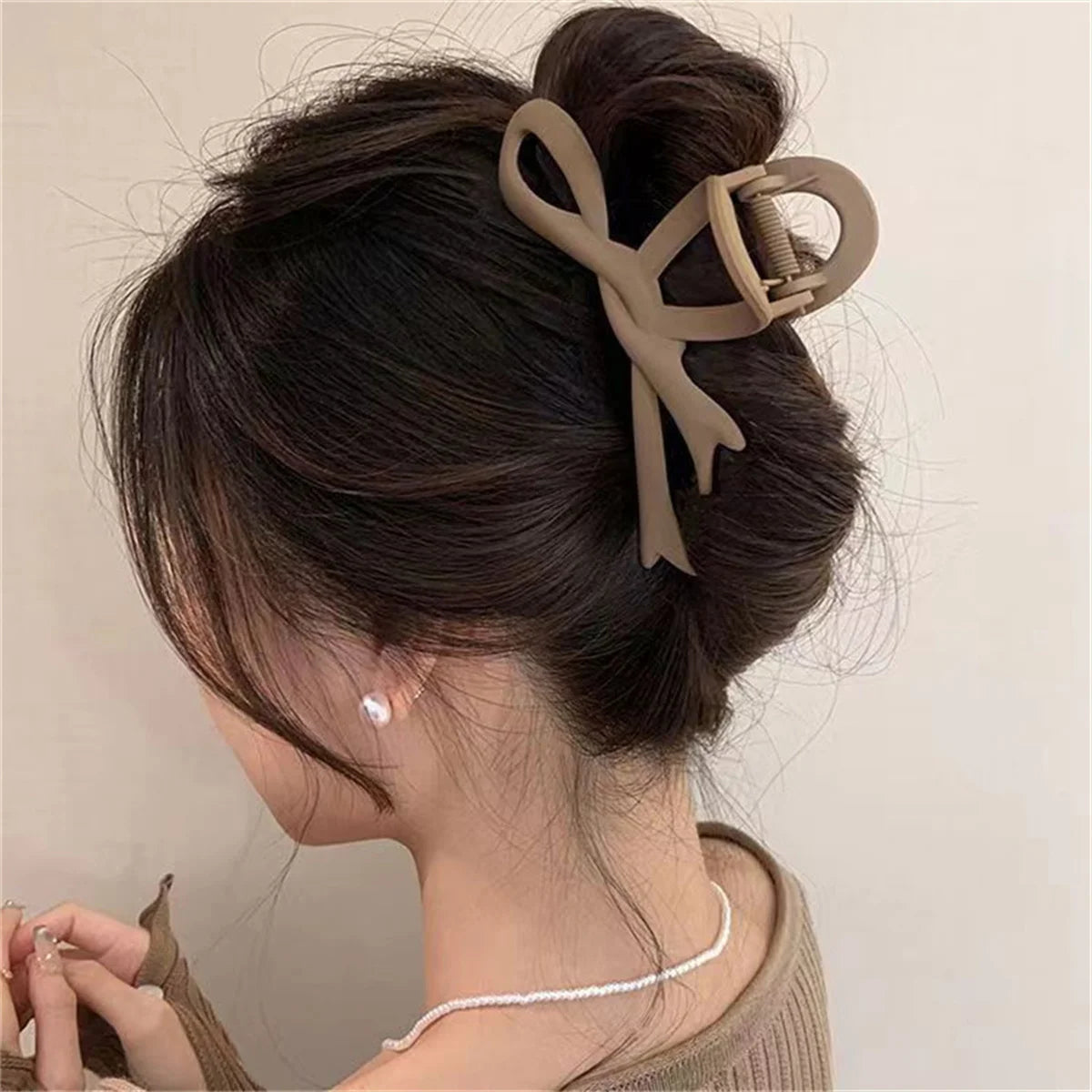 13cm Matte Ribbon Bow Hair Clips Strong Hold Vintage - Smarsty