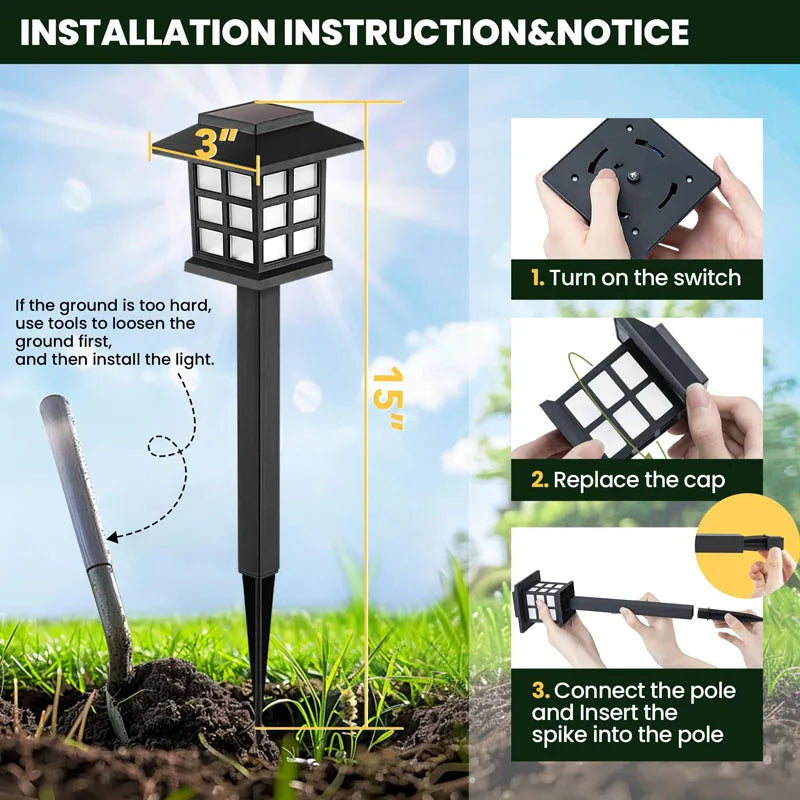8pcs Waterproof Solar Garden Pathway Lights for Outdoor Decor - Smarsty