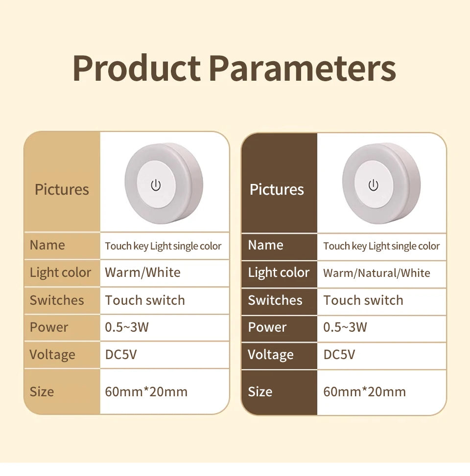 Rechargeable LED Night Light with Dimmable Touch Switch - Smarsty