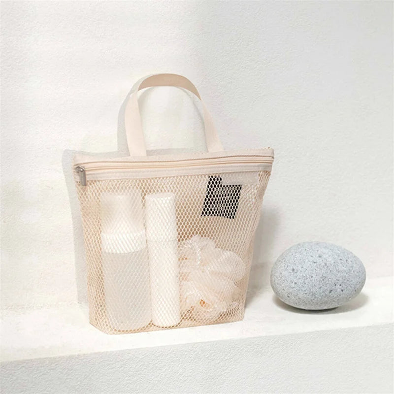 Mesh Makeup Toiletry Storage Bags Handbags Portable Travel Washing Body Shower Tools Organizer Hanging Cosmetic Organizer Pouch - Smarsty