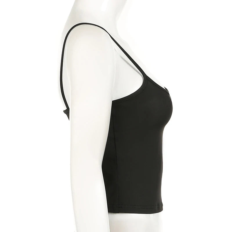 Basic Solid Camis Summer Casual Sleeveless Spaghetti Strap Top Women Harajuku All-match Cropped Tops y2k Vintage Clothing - Smarsty