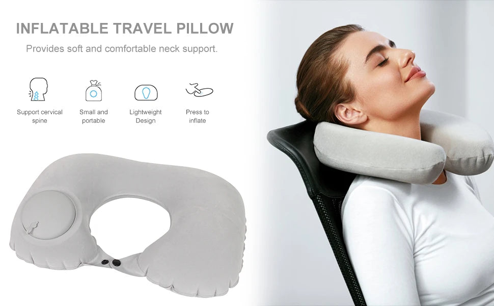 Portable Inflatable Travel Neck Pillow for Comfort - Smarsty