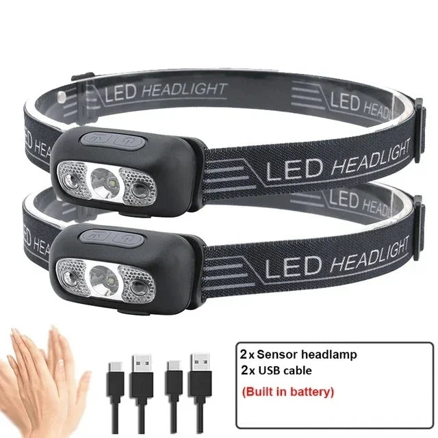 Strong Light Headlamp Mini Led Night Fishing Powerful Torch Head Lamp Outdoor Waterproof Camping Portable LED Sensor Headlamps by Smarsty