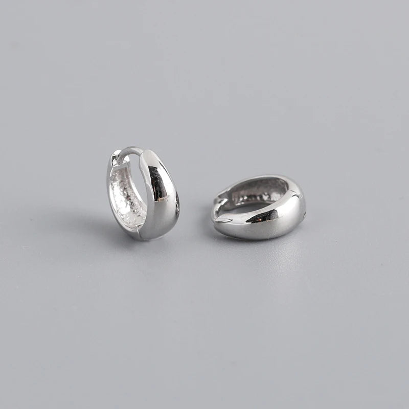 925 Sterling Silver Wide Gothic Huggies Hoop Earrings - Smarsty