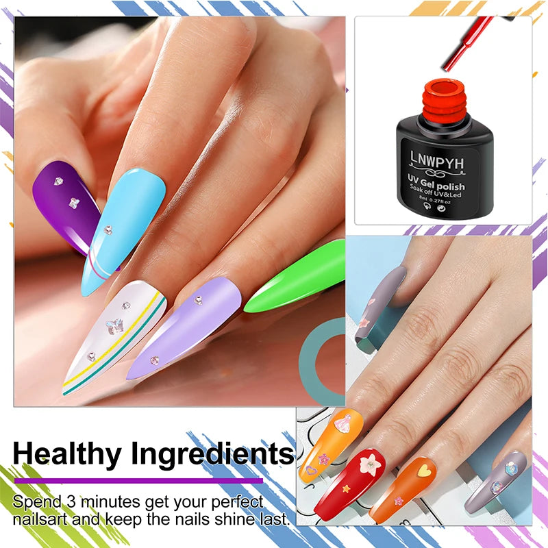Nail Gel Polish Kit With LED Lamp 27 Colors - Smarsty