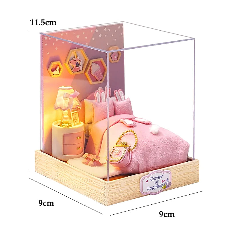 Wooden Flower Garden Doll House DIY Garden House Book Nook Shelf Insert 3D Puzzle Assembly Building Bookshelf With LED Lights