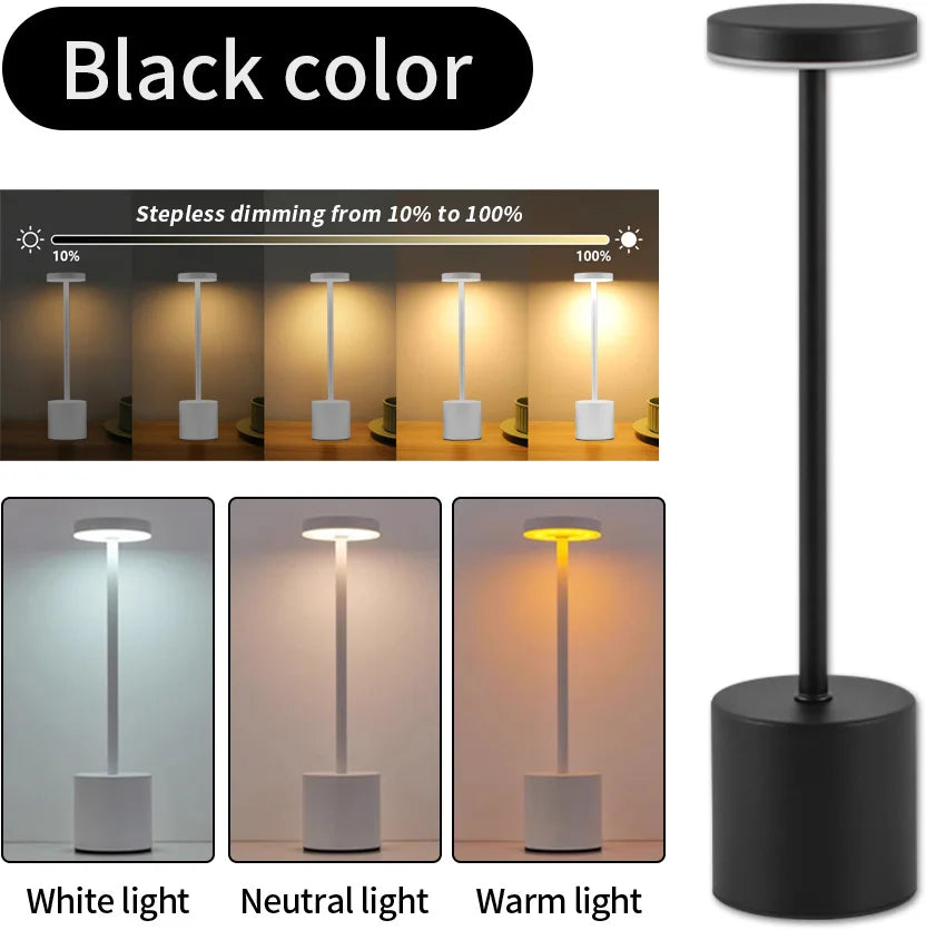 Classic Table Lamp USB Rechargeable Night Light Stepless Dimming Touch Desk Lamp 3 Colors Bedside Lamp Bar Hotel Decoration - Smarsty