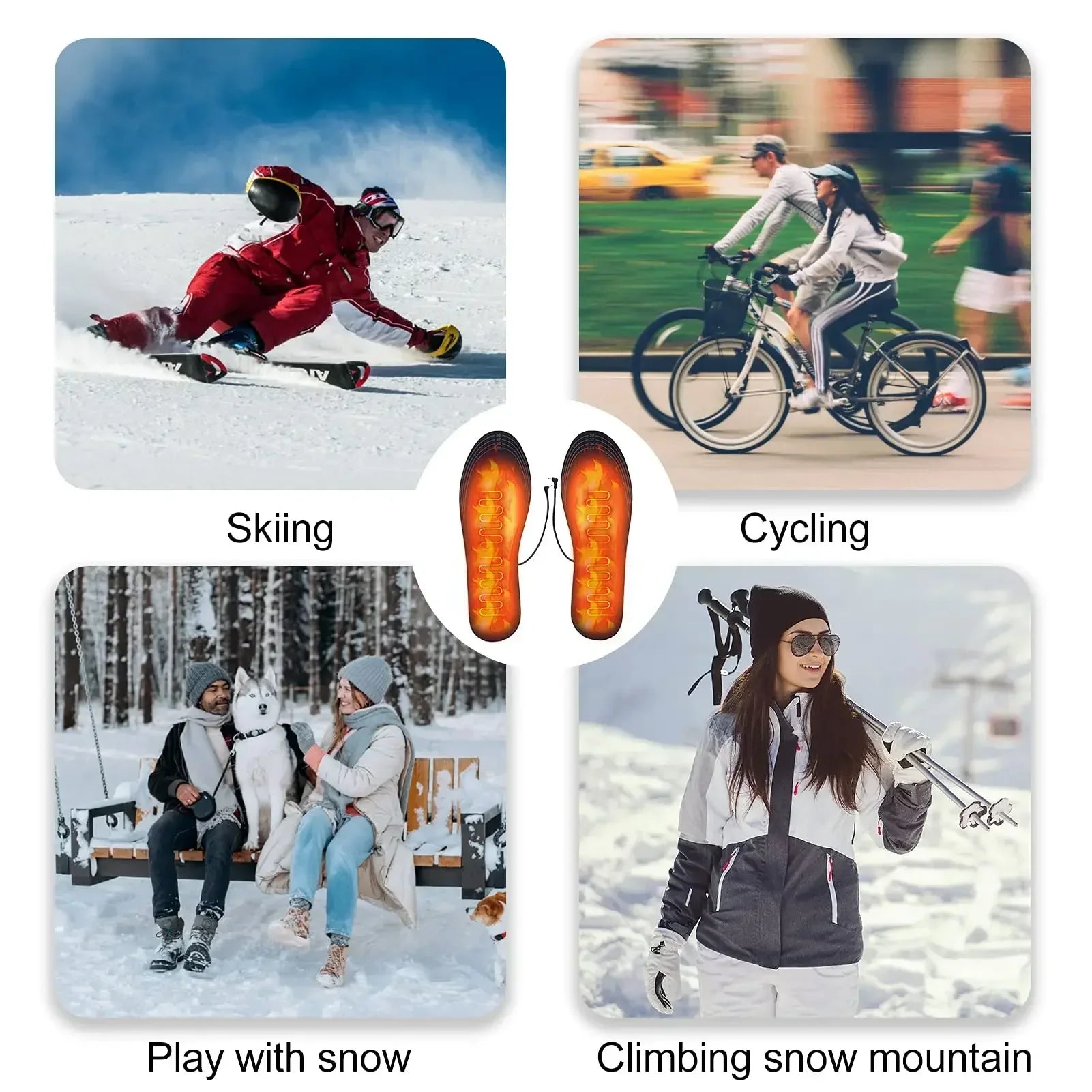 USB Heated Insoles Shoe Electric Foot Warming Pad Feet Warmer Sock Pad Mat Winter Outdoor Sports Heating Insole Winter Warm - Smarsty