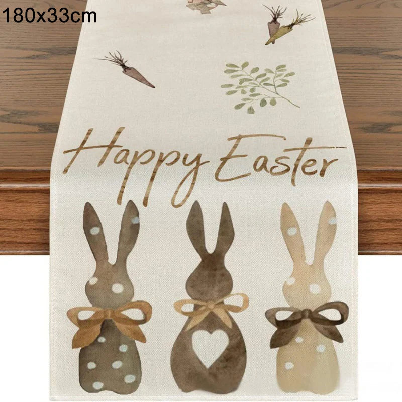 Linen Easter Rabbit Table Runner for Spring Decor - Smarsty