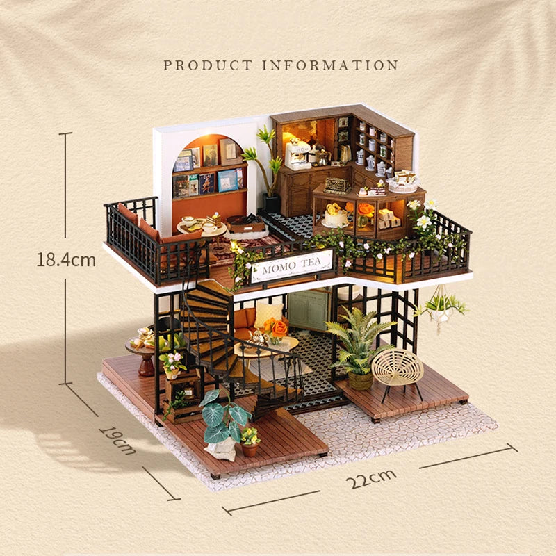 Wooden Doll House 3D Puzzle Assembly Building Model Kit Production Small Room Toys Home Bedroom Decoration With Furniture Light by Smarsty