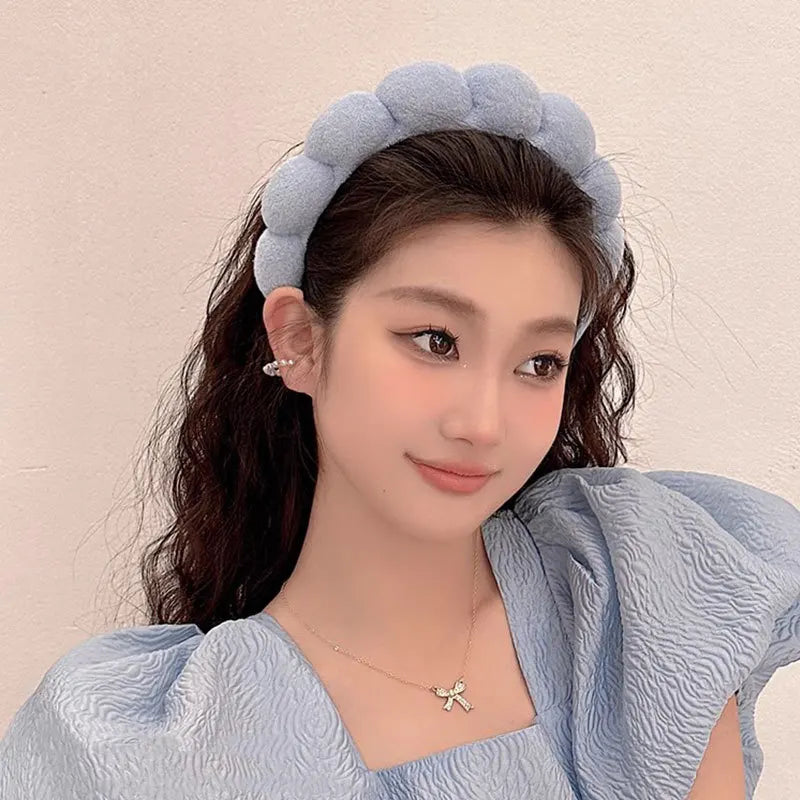 Soft Puffy Sponge Headband For Makeup Retro Terry Cloth - Smarsty