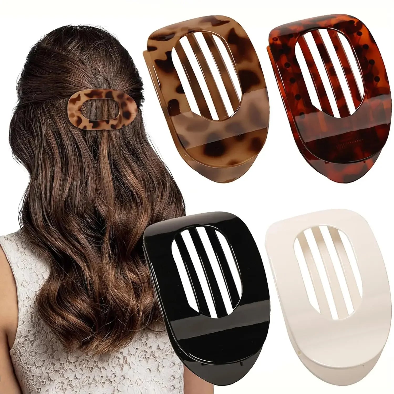 Fashion Leopard Oval Hair Claw Clip for Women - Smarsty