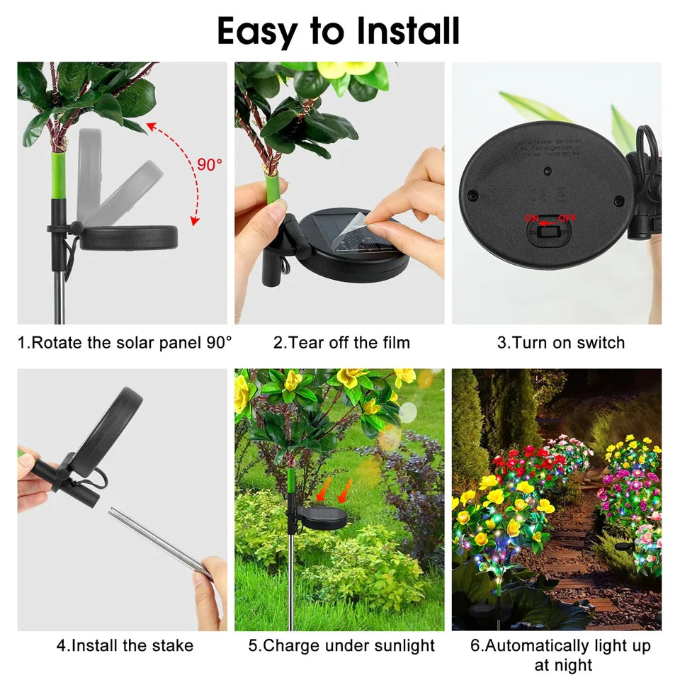 Waterproof LED Solar Azalea Flowers Lamp for Outdoor Decor - Smarsty