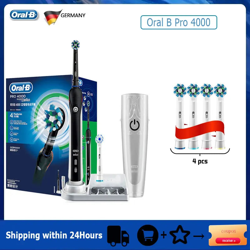 Oral B Electric Toothbrush Pro 4000 with Pressure Sensor - Smarsty