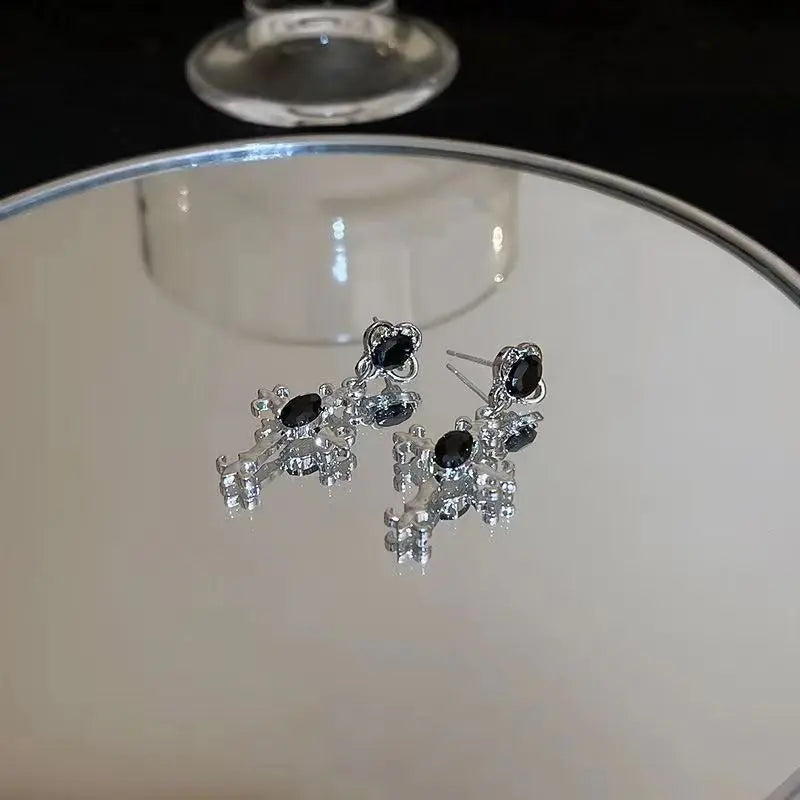 Gothic Black Cross Drop Earrings for Punk Fashion Lovers - Smarsty