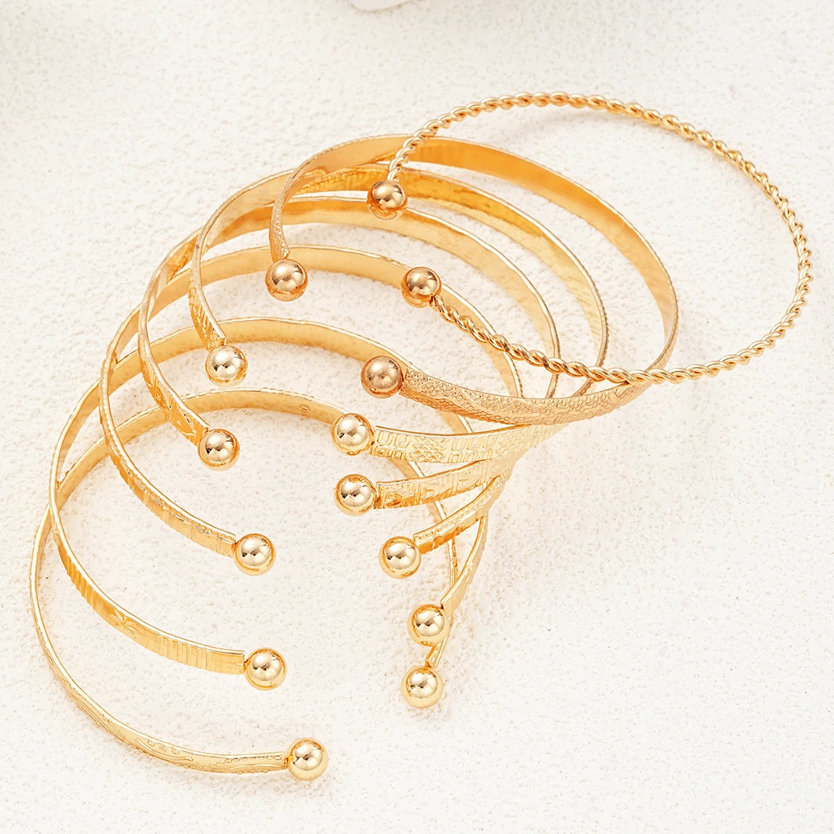 Punk Gold Color Bracelets Set for Women Fashion - Smarsty