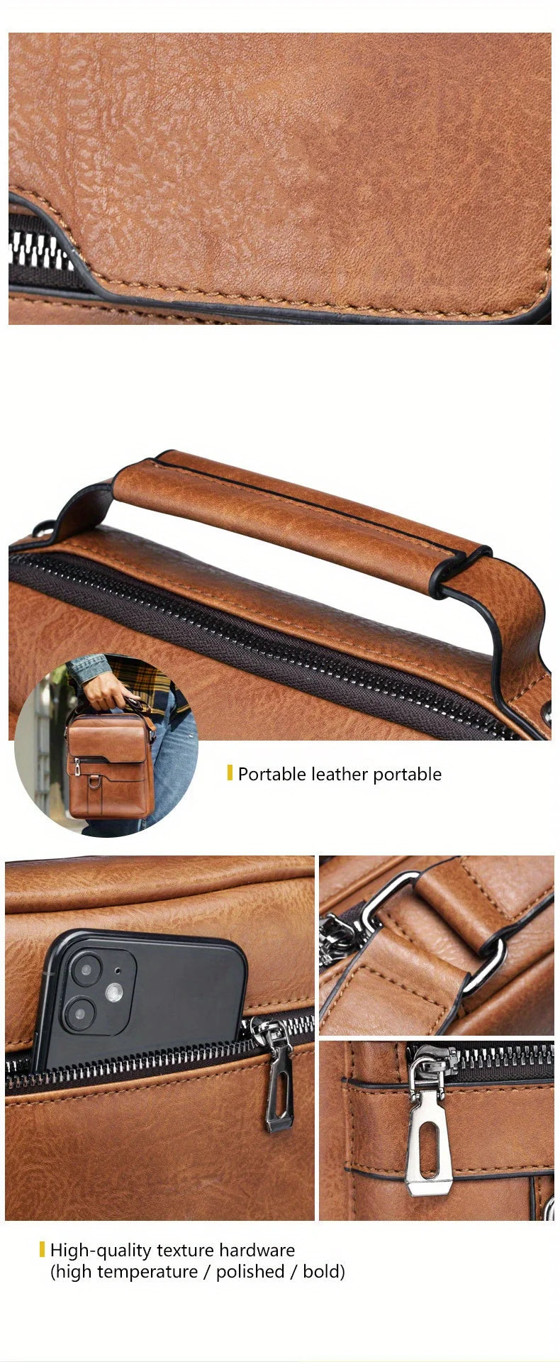 Men's PU Leather iPad Shoulder Bag Crossbody With Flap - Smarsty