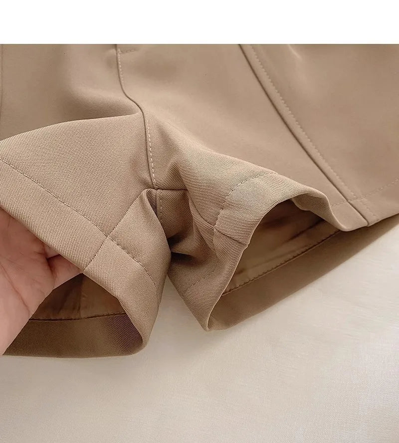 Casual Women A-Line Shorts Fashion Office Lady Commute Vintage Solid High Waist Short Pants Casual Streetwear Summer Trousers - Smarsty