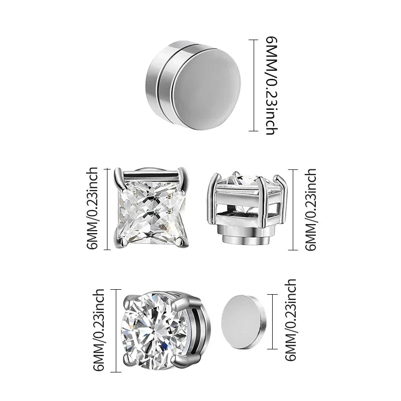 Crystal Magnetic Clip Earrings Non Piercing Unisex Style - Smarsty