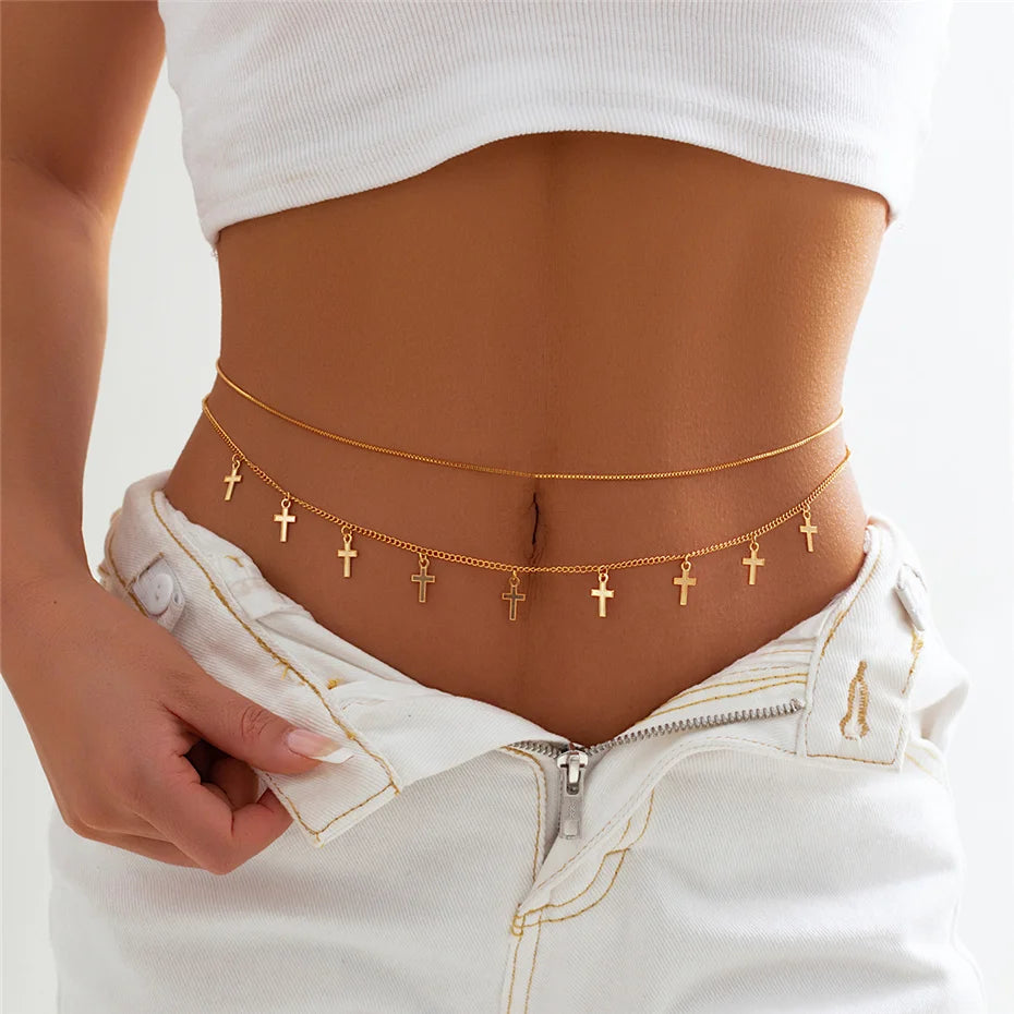 Boho Rhinestone Star Moon Belly Chain for Summer - Smarsty