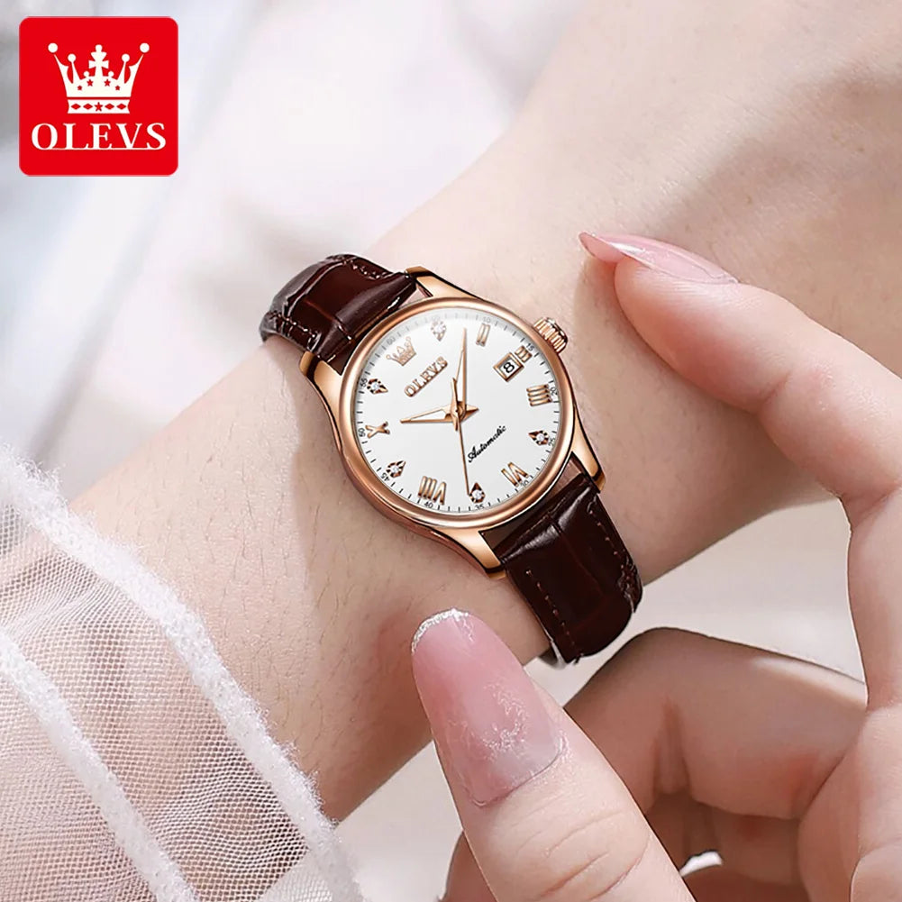 OLEVS Women's Luxury Waterproof Automatic Wristwatch - Smarsty