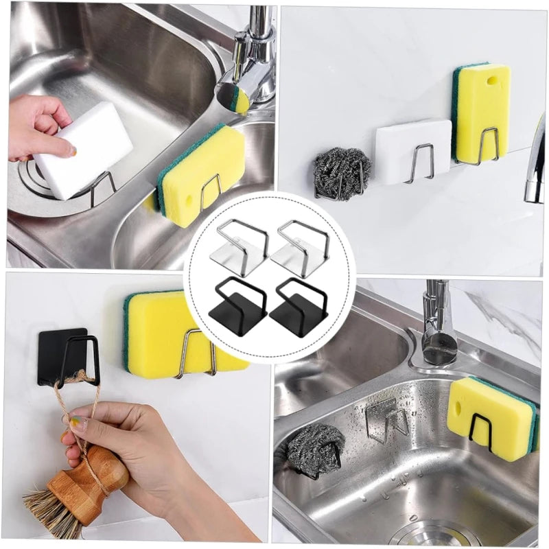 Kitchen Sponges Holder Carbon Steel Sink Sponges Drain Drying Rack Pot Cover Rack Self Adhesive Storage Holder Kitchen Organizer by Smarsty