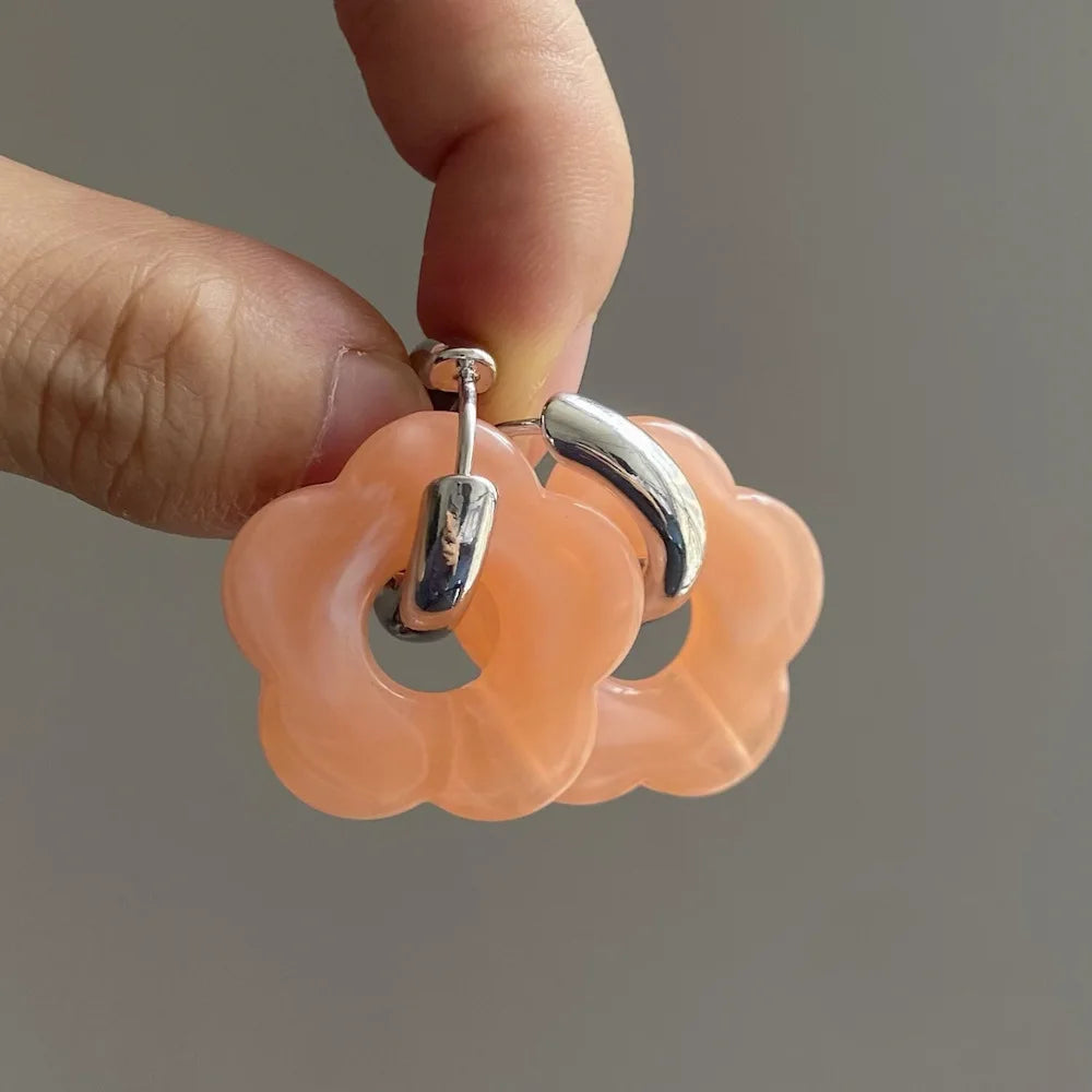 Multicolor Transparent Flower Drop Earrings for Women Fashion - Smarsty