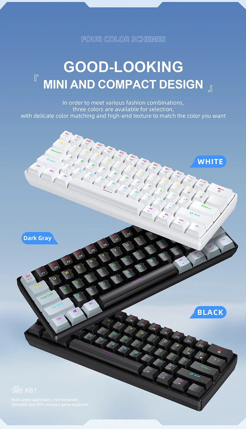 Sixty Percent Mechanical Keyboard With USB Wired Compact