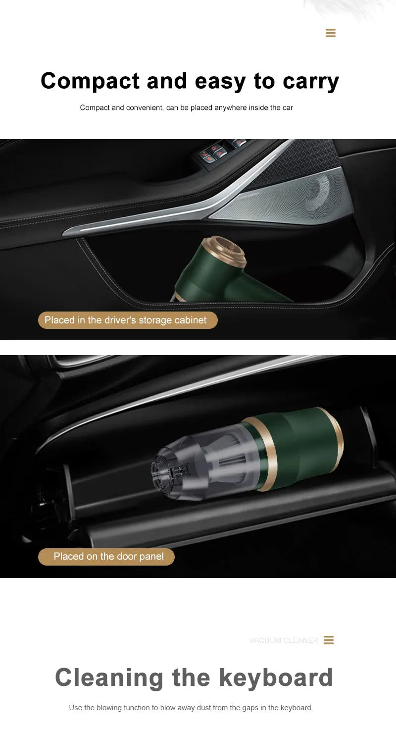 High Power Car Blower Vacuum, 2-in-1 Strong Suction & Blowing, Portable for Auto/Home Cleaning, Dust Removal from Seat/Mat/Trunk - Smarsty