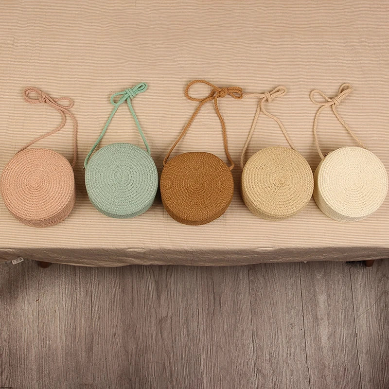 Round Straw Bag For Women Woven Handmade Shoulder Bag - Smarsty
