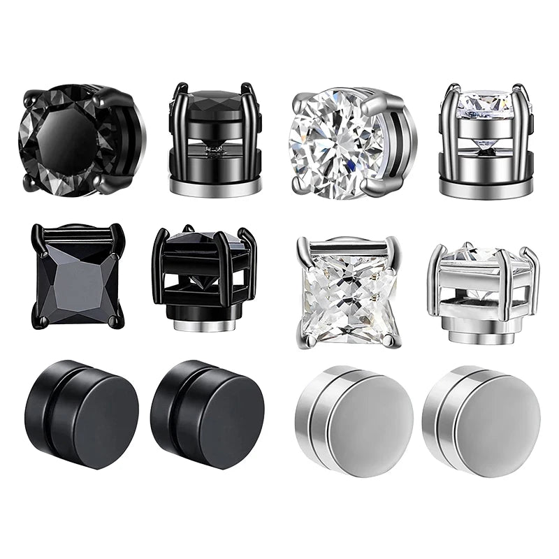 Magnetic Clip Earrings Non Piercing Strong Zircon Studs - Smarsty