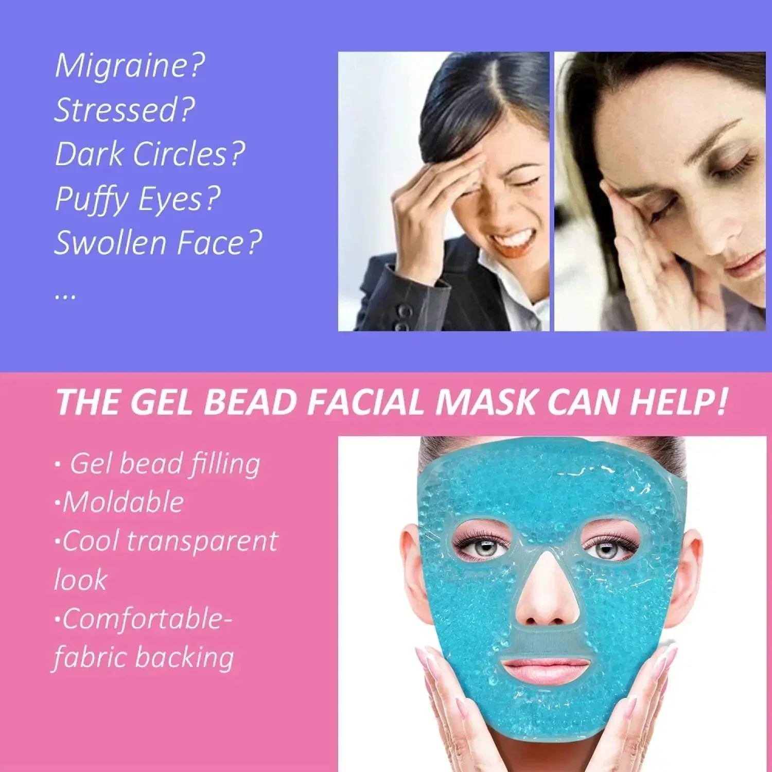 Full Face Gel Beads Eye Mask for Puffiness Relief - Smarsty