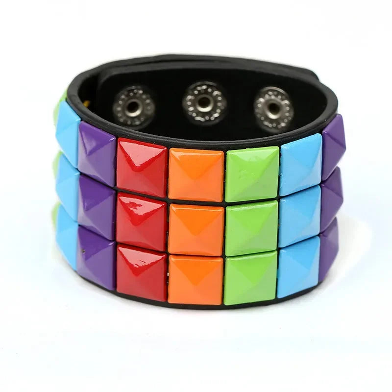 Unisex PU Leather Punk Bracelet with Spikes and Skull - Smarsty