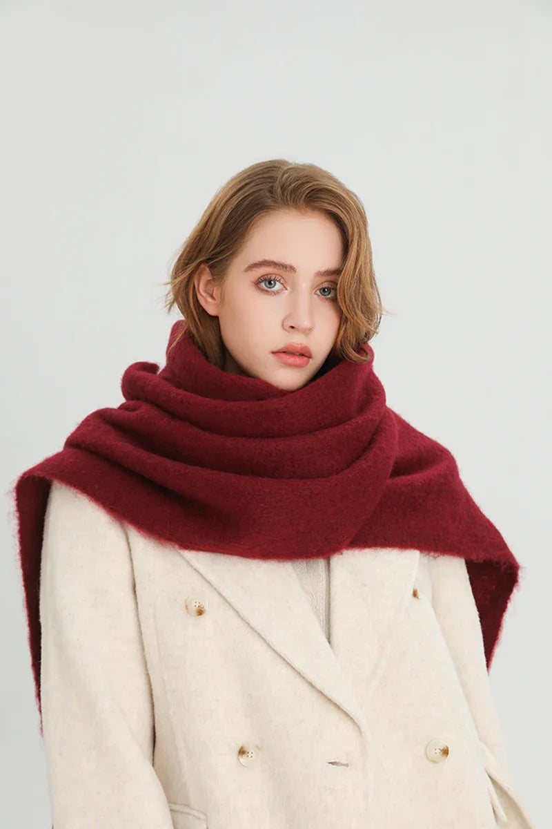 Winter Scarf for Women Cashmere Warm Solid Pashmina Blanket Wraps Female Thick Soft Bufanda Big Tassel Shawl Long Poncho Echarpe - Smarsty