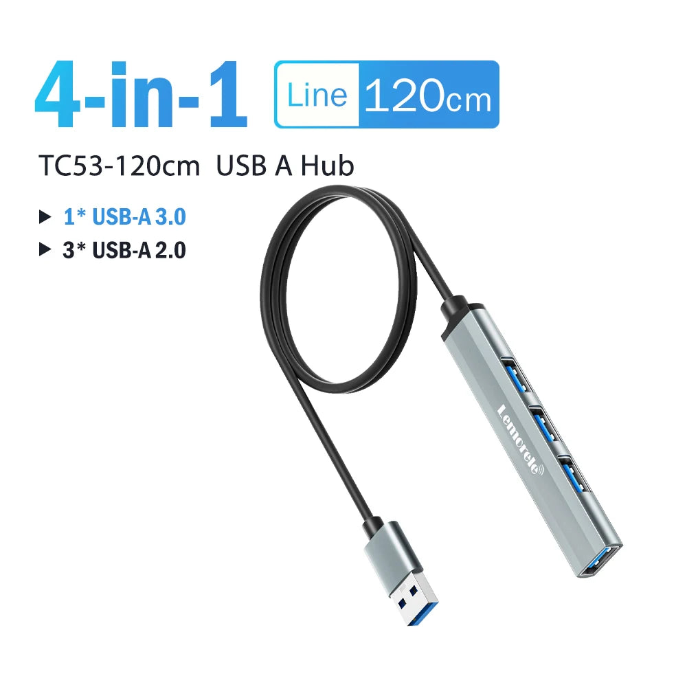 4 Port USB 3.0 Hub Docking Adapter For Laptops And Tablets