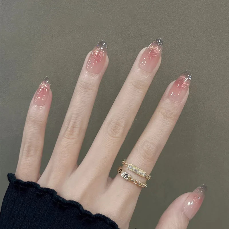 24 Pcs Metallic Cat Eye French Press On Nails - Smarsty