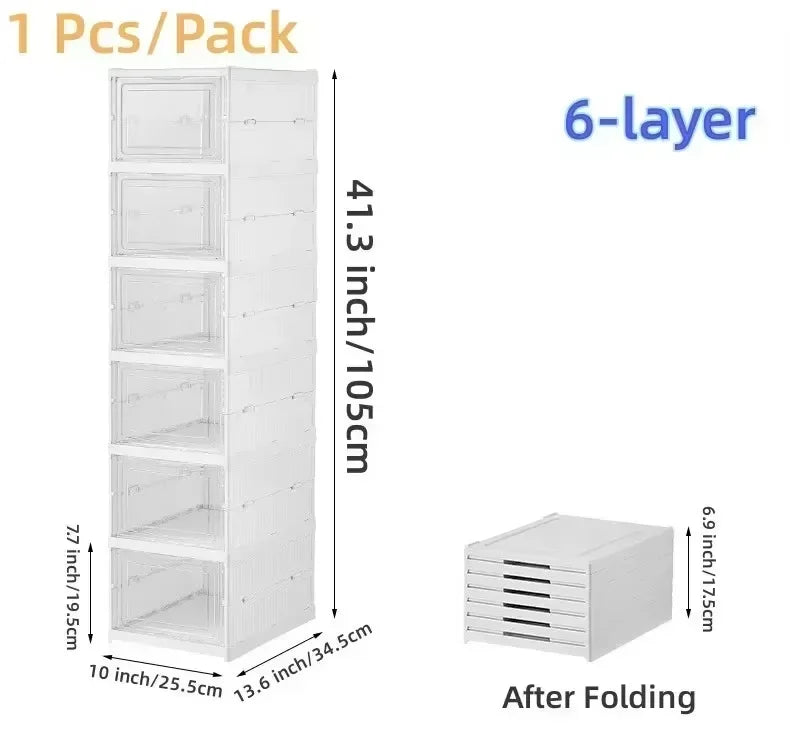 1x/2x Clear Shoes Cabinet Foldable Sneaker Shoes Storage Organizers Dustproof Thickening shoes Boxes High-top Shoe Rack Shelf