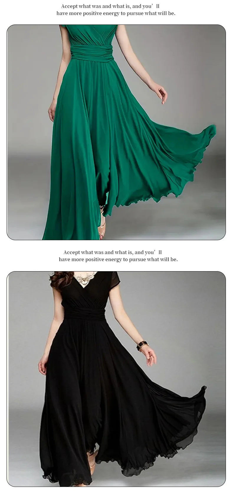 Women's Short-Sleeved Chiffon Evening Dress, Female Party Dress, Monochromatic, Bohemian, Long, Elegant, New, 2022 - Smarsty