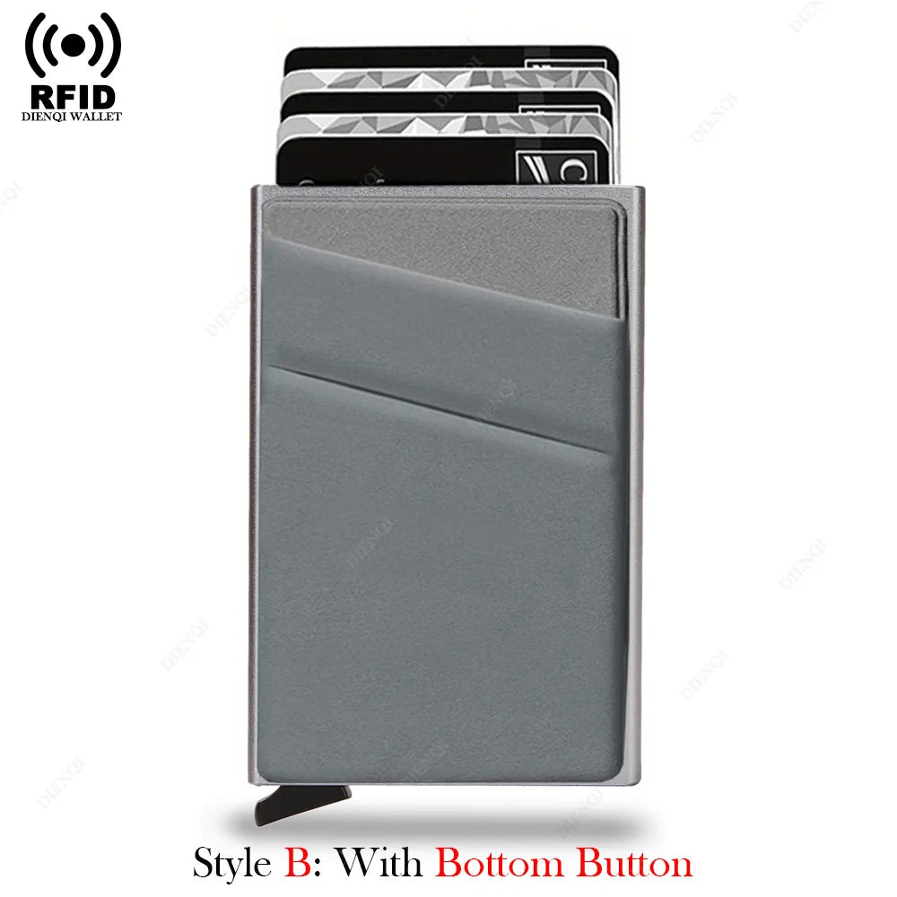Anti-theft Cards Protectors Card Holder Minimalist Smart Wallet RFID Protection Aluminum Metal Box Cardholder Case Porte Carte - Smarsty