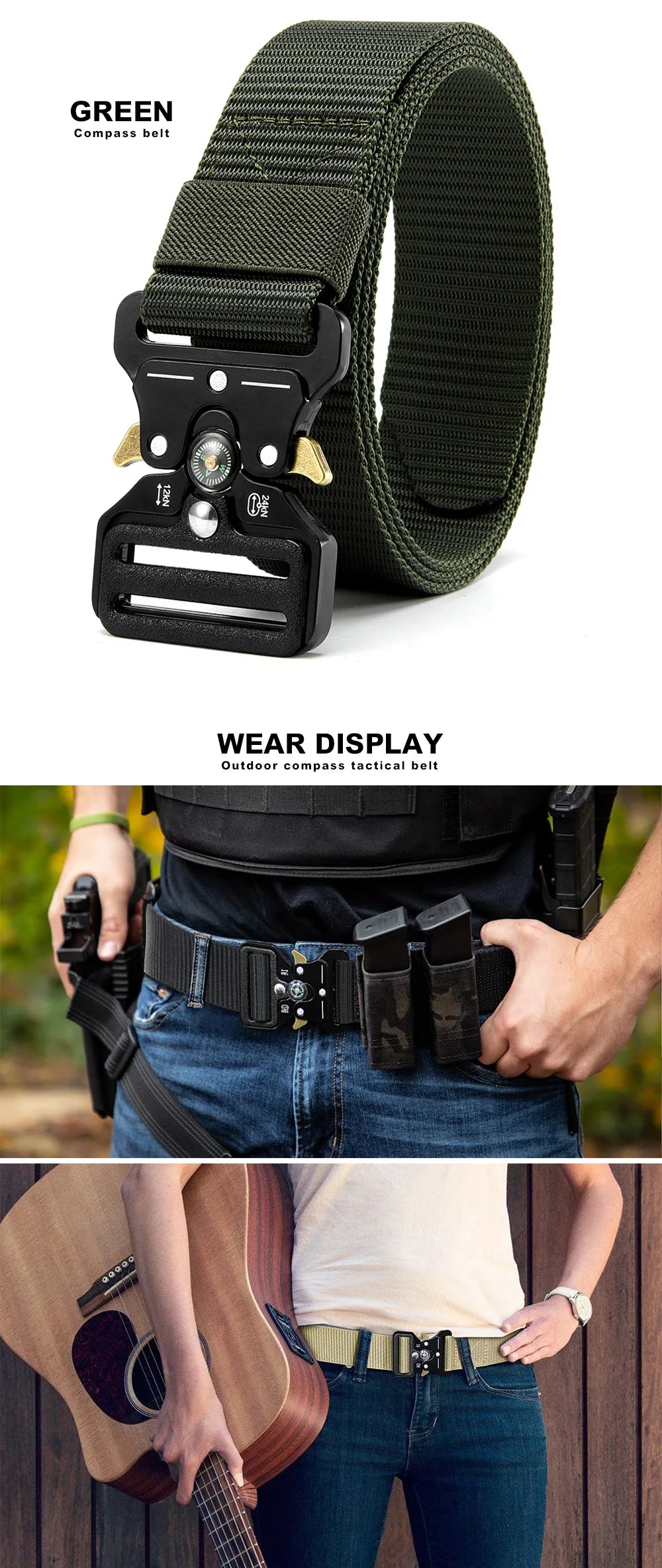Men's Multi Function Tactical Canvas Belt with Compass - Smarsty