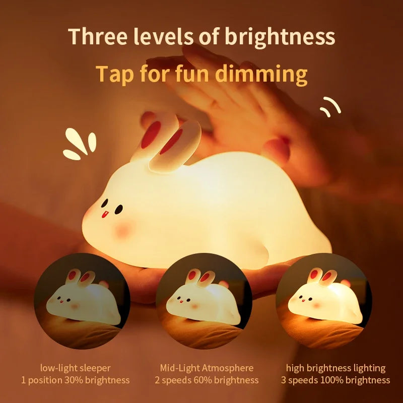 Cute Silicone Rabbit LED Night Light for Kids - Smarsty