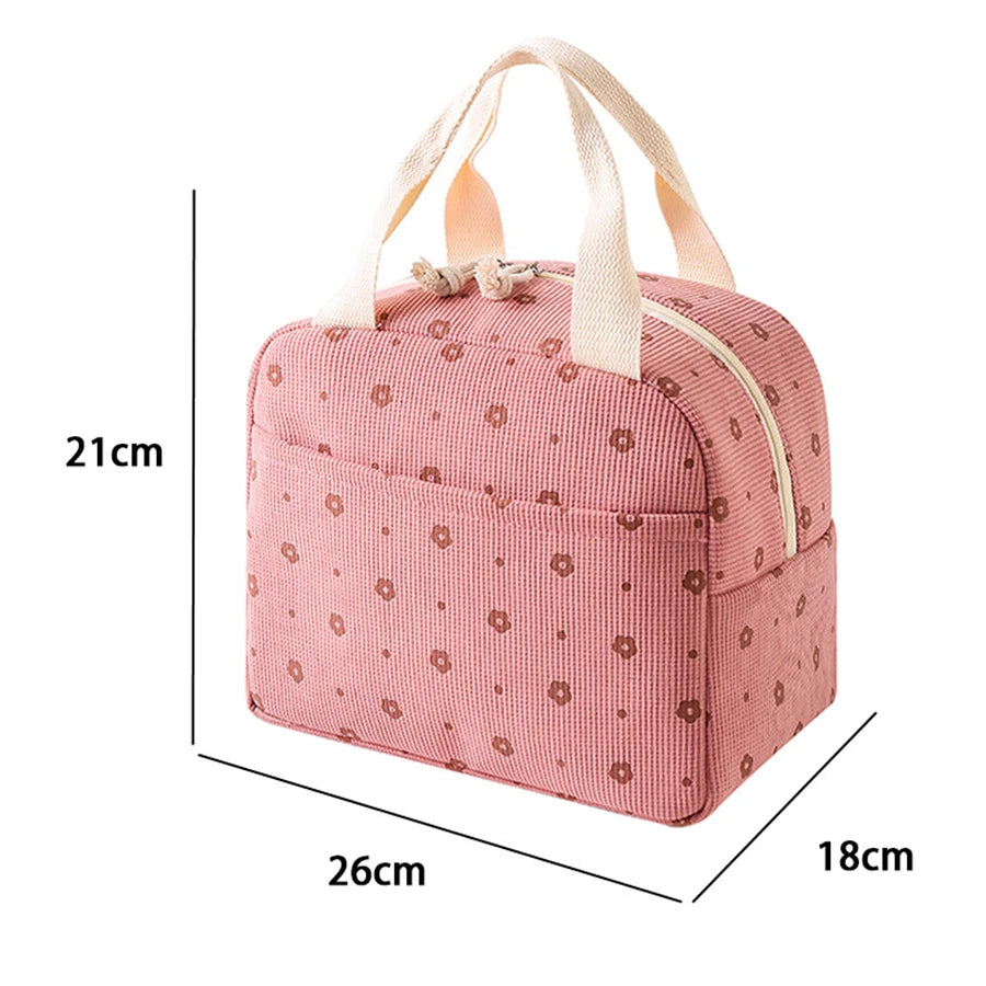 Floral Printed Insulated Lunch Bag With Portable Cooler - Smarsty
